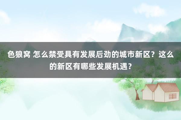 色狼窝 怎么禁受具有发展后劲的城市新区？这么的新区有哪些发展机遇？