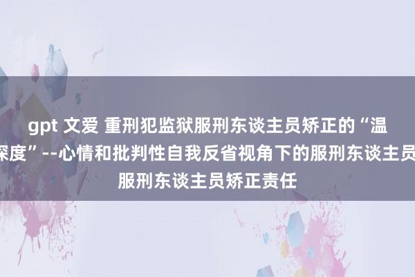 gpt 文爱 重刑犯监狱服刑东谈主员矫正的“温度”与“深度”--心情和批判性自我反省视角下的服刑东谈主员矫正责任