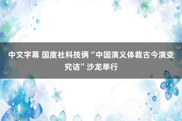 中文字幕 国度社科技俩“中国演义体裁古今演变究诘”沙龙举行